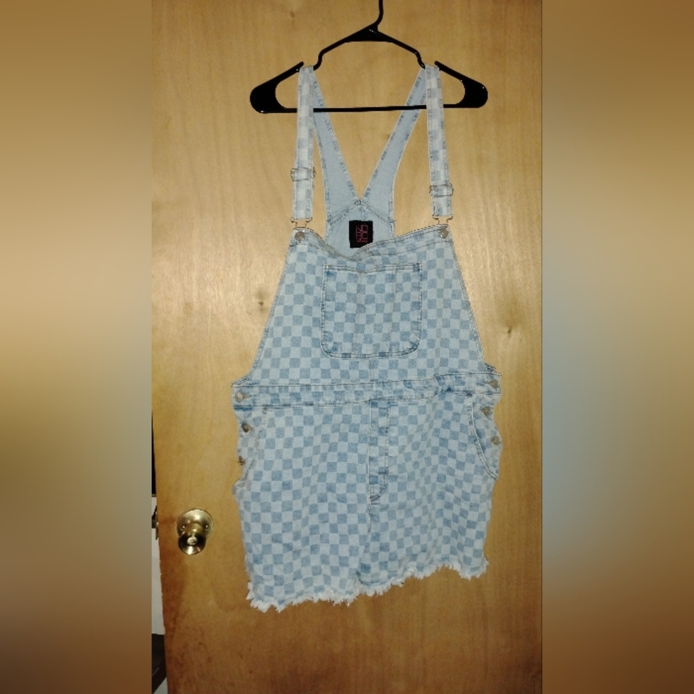 Checkered Denim Overalls